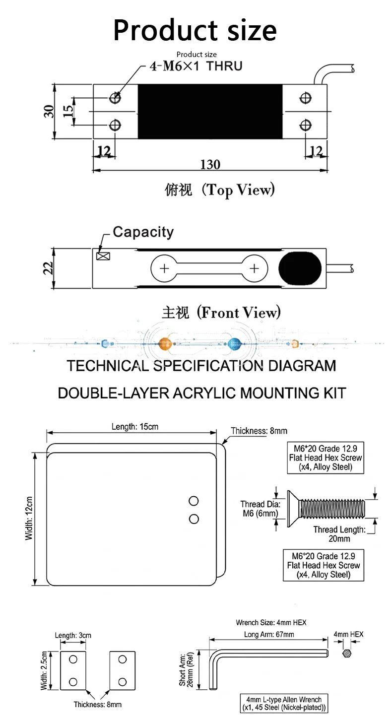 2026 New Professional Mavin Load Cell Weight Sensor Aluminum Alloy 3-100kg Range with Complete DIY Installation Hardware