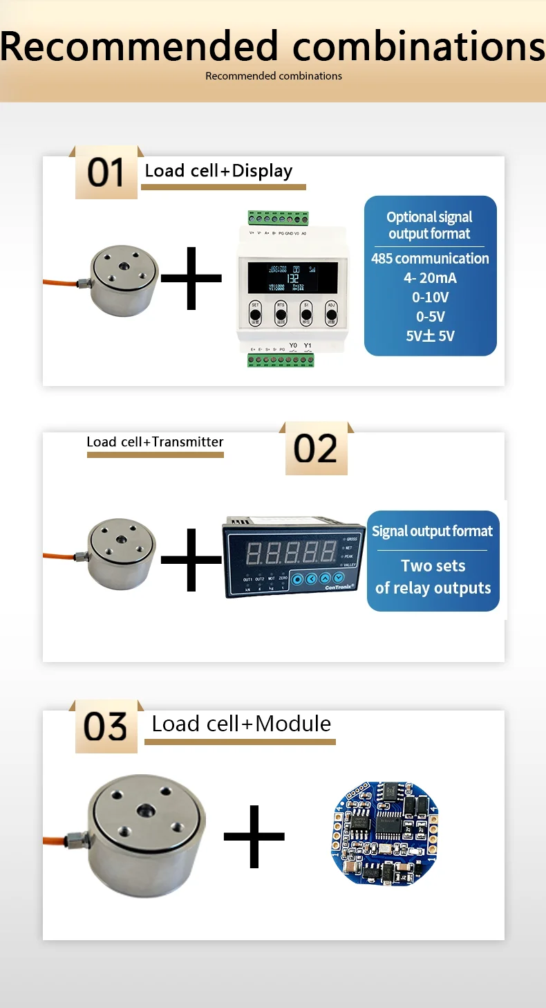 Button Load Cell 0-2000kg Compression Force Sensor 1.0–2.0mV/V 10kHz Stainless Steel High Precision Weighing Transducer