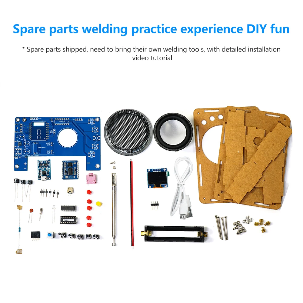 DIY FM Radio Electronics Kit Rechargeable FM 87-108MHz OLED Display DIY Soldering Project Practice Soldering RDA5807