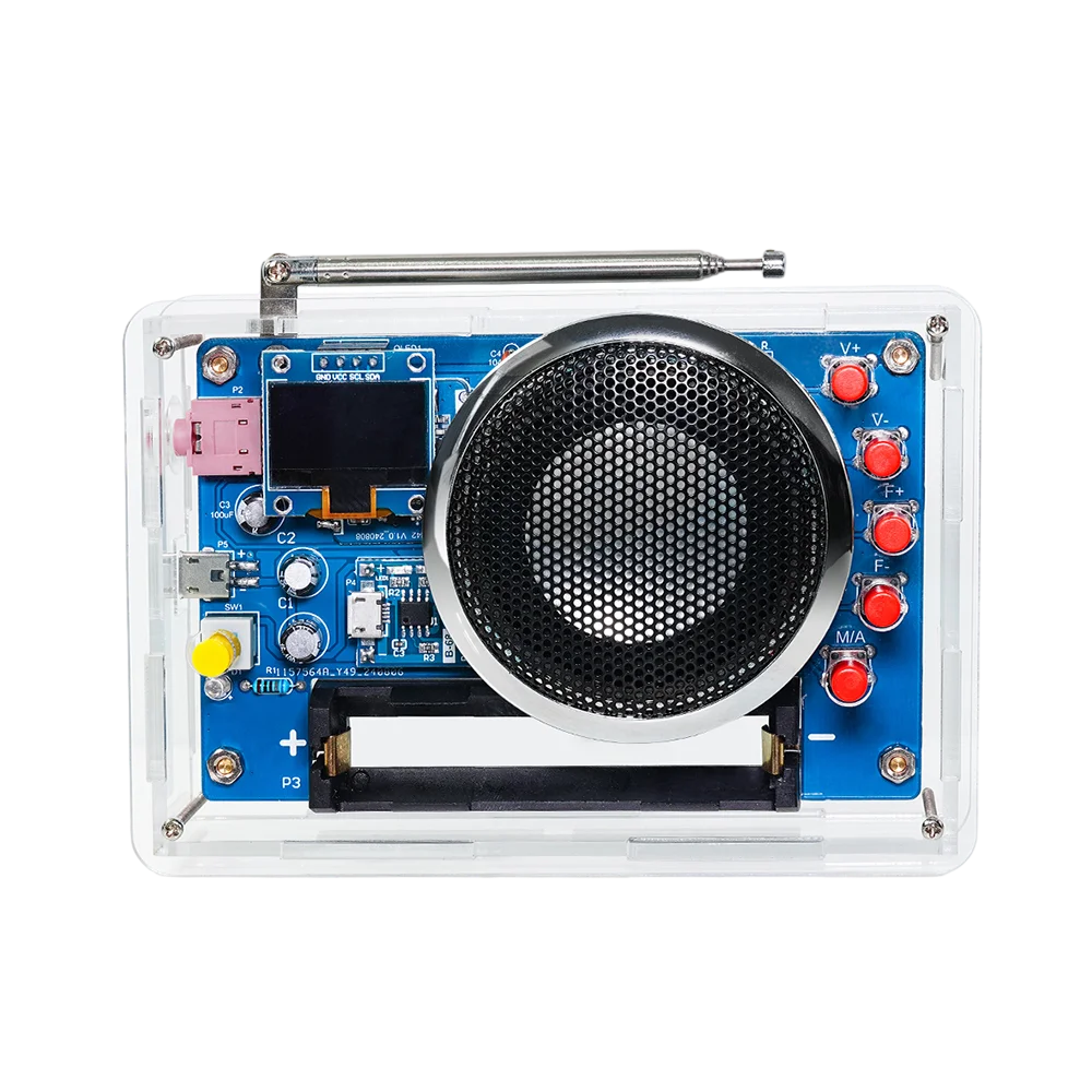 DIY FM Radio Electronics Kit Rechargeable FM 87-108MHz OLED Display DIY Soldering Project Practice Soldering RDA5807