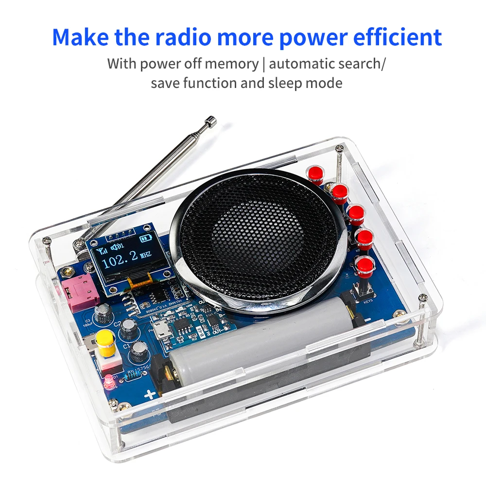 DIY FM Radio Electronics Kit Rechargeable FM 87-108MHz OLED Display DIY Soldering Project Practice Soldering RDA5807