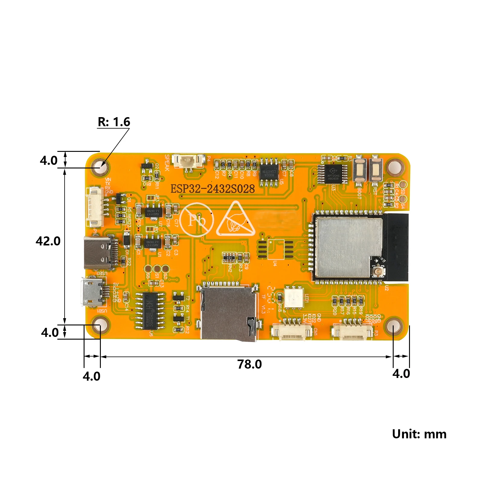 2.8inch ESP32 Module TFT LCD Display with Acrylic Case Dual-core ESP32-2432S028R WIFI+BT 240X320 ILI9341 Resistive Touchscreen