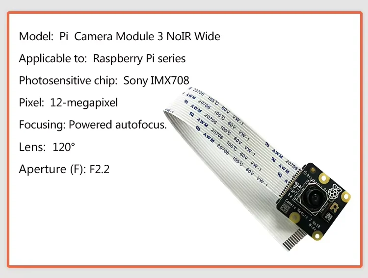 Raspberry PI Camera Module 3 Wide 12 Million IMX708 Night Vision Camera Autofocus V3