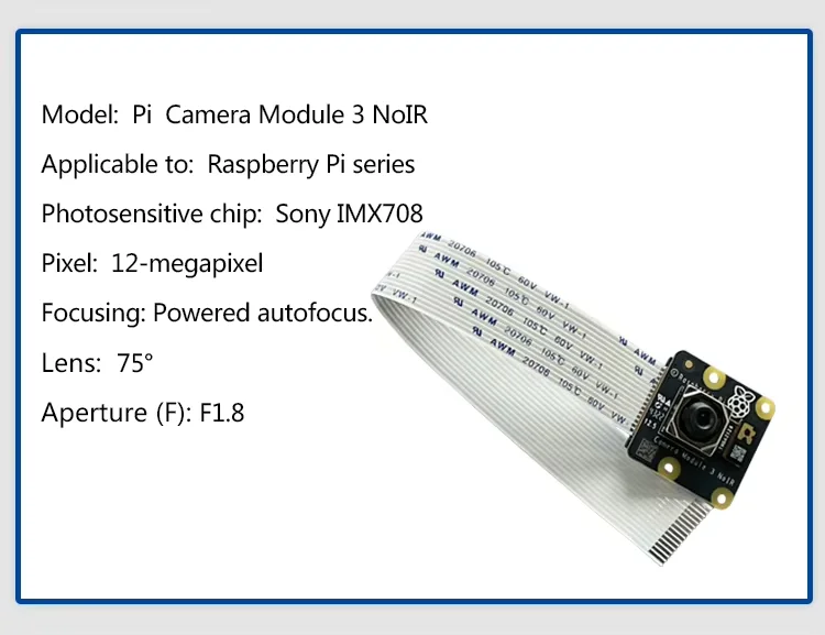 Raspberry PI Camera Module 3 Wide 12 Million IMX708 Night Vision Camera Autofocus V3