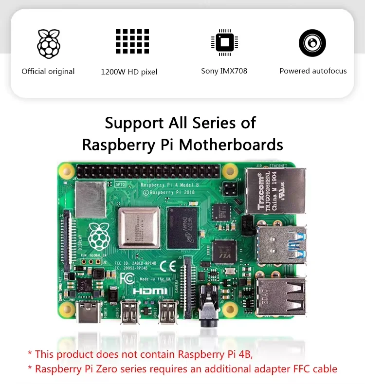 Raspberry PI Camera Module 3 Wide 12 Million IMX708 Night Vision Camera Autofocus V3