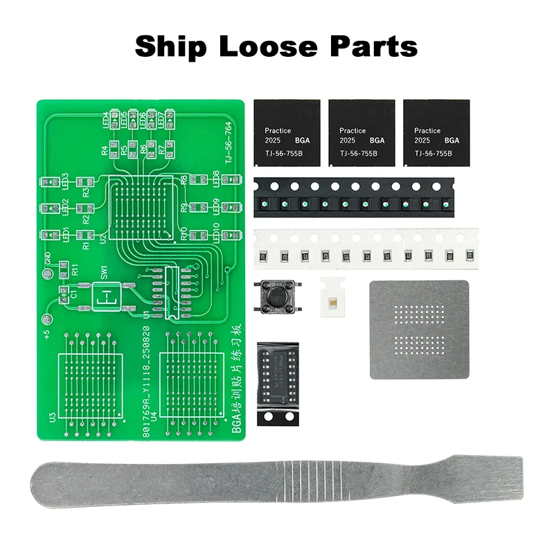 BGA Chip Soldering Practice Board Surface Mount LED Running Light Electronic and Electrical Teaching Training Kit