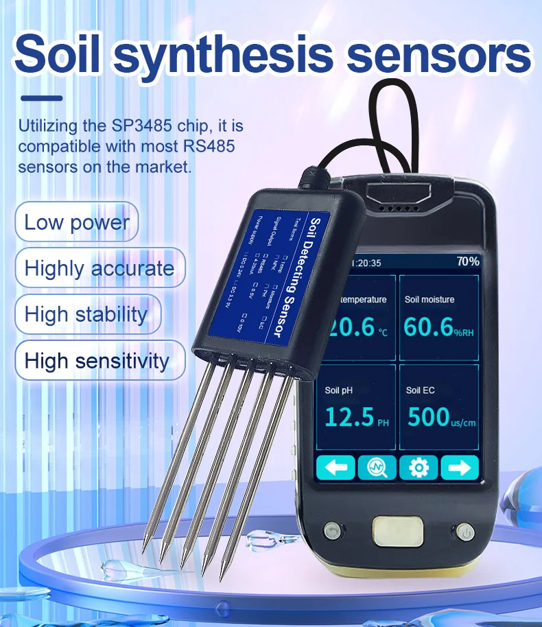 Gemho Brand Factory Soil 7in1 Integrated Real Time Portable Soil Analyzer Handheld Soil NPK Sensor Data Logger Soil PH EC Sensor