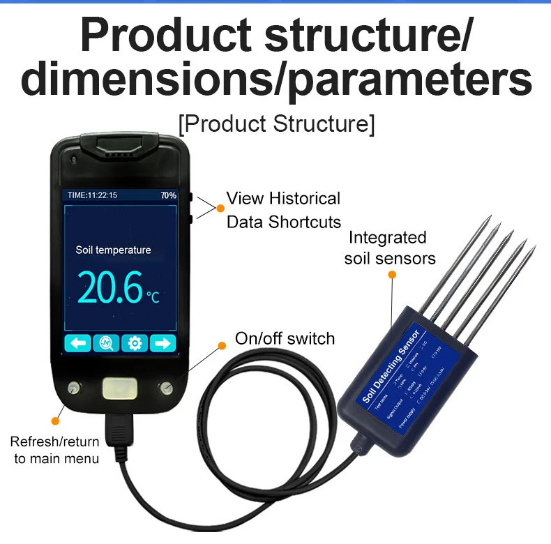 Gemho Brand Factory Soil 7in1 Integrated Real Time Portable Soil Analyzer Handheld Soil NPK Sensor Data Logger Soil PH EC Sensor