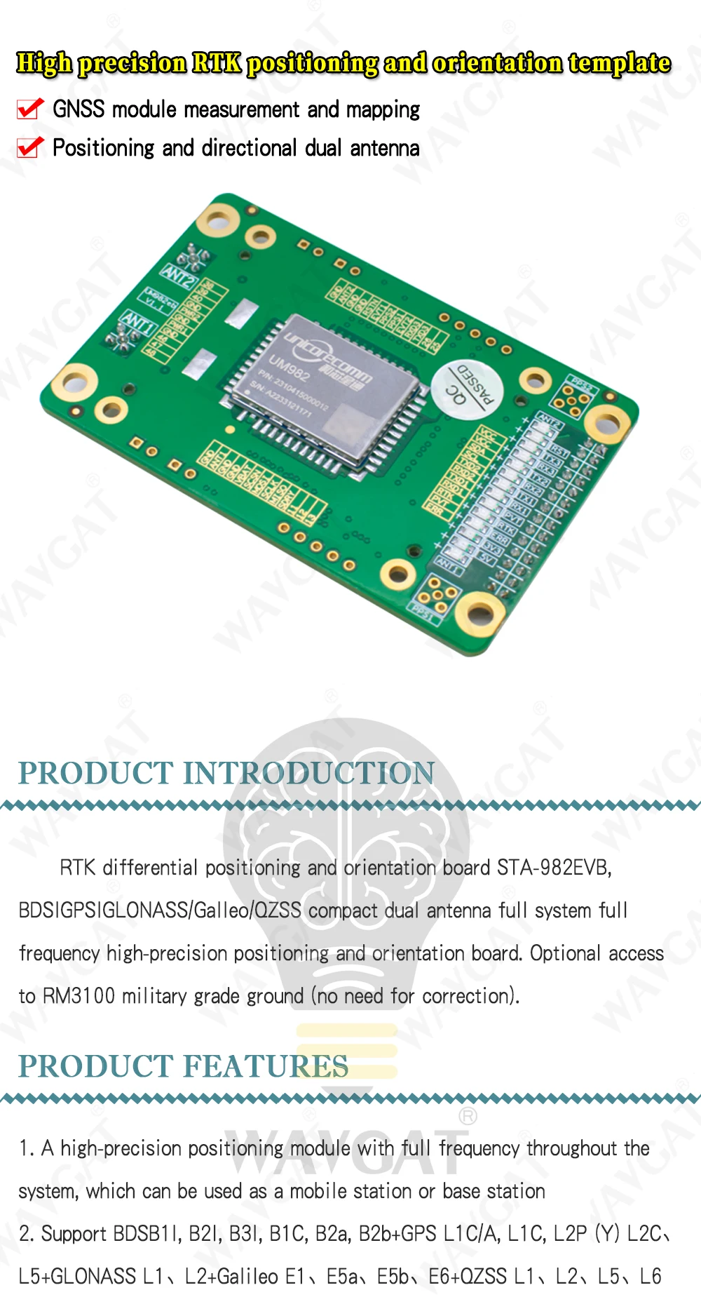 UM982 EVB RTK Board High precision positioning GNSS board GPS BD Galileo Glonass Antenna Receiver Board