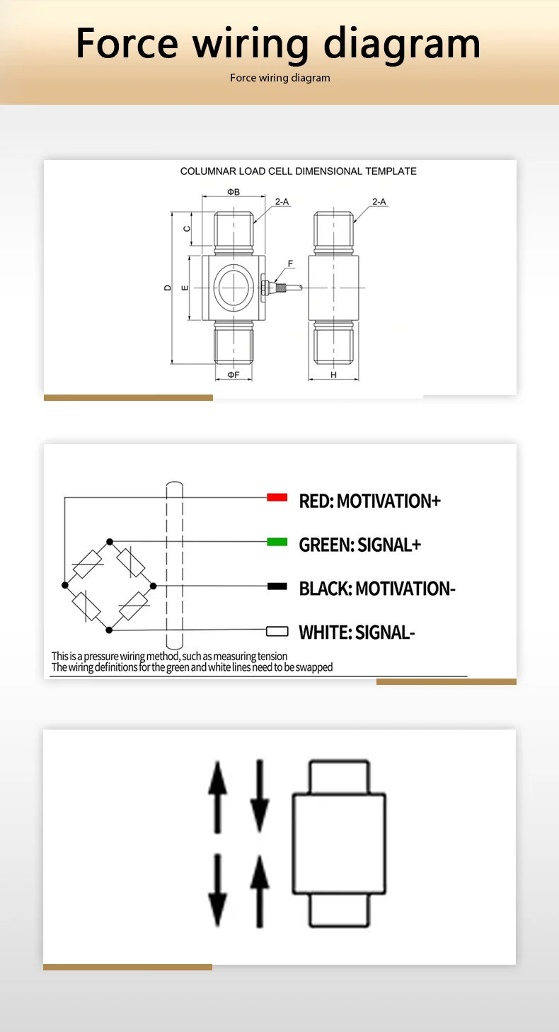 Columnar Tension Compression Force Sensor 3T-50T Load Cell Alloy Steel Threaded Installation Weight Measuring Tool IP66