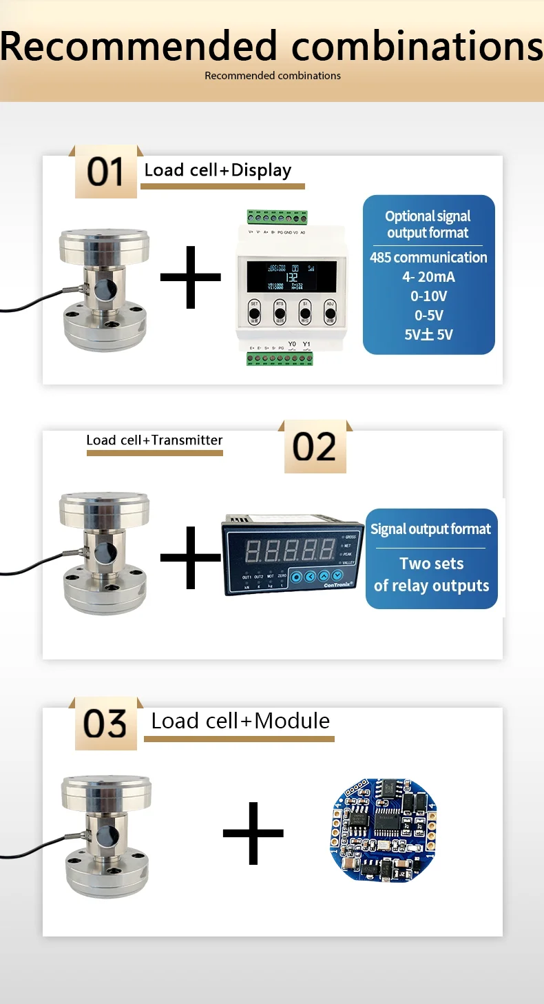 Columnar Tension Compression Force Sensor 3T-50T Load Cell Alloy Steel Threaded Installation Weight Measuring Tool IP66