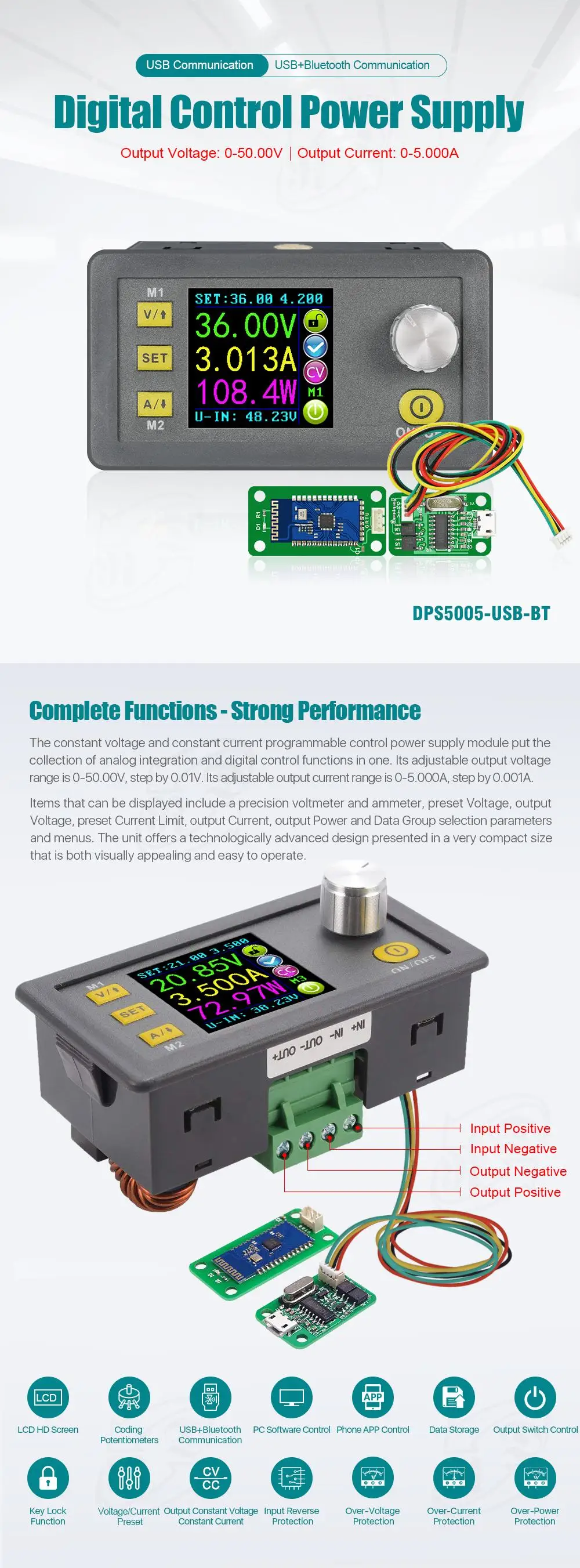 DPS5005 Communication Constant DC - DC Voltage current Step-down Power Supply module buck Voltage converter voltmeter 50V 5A