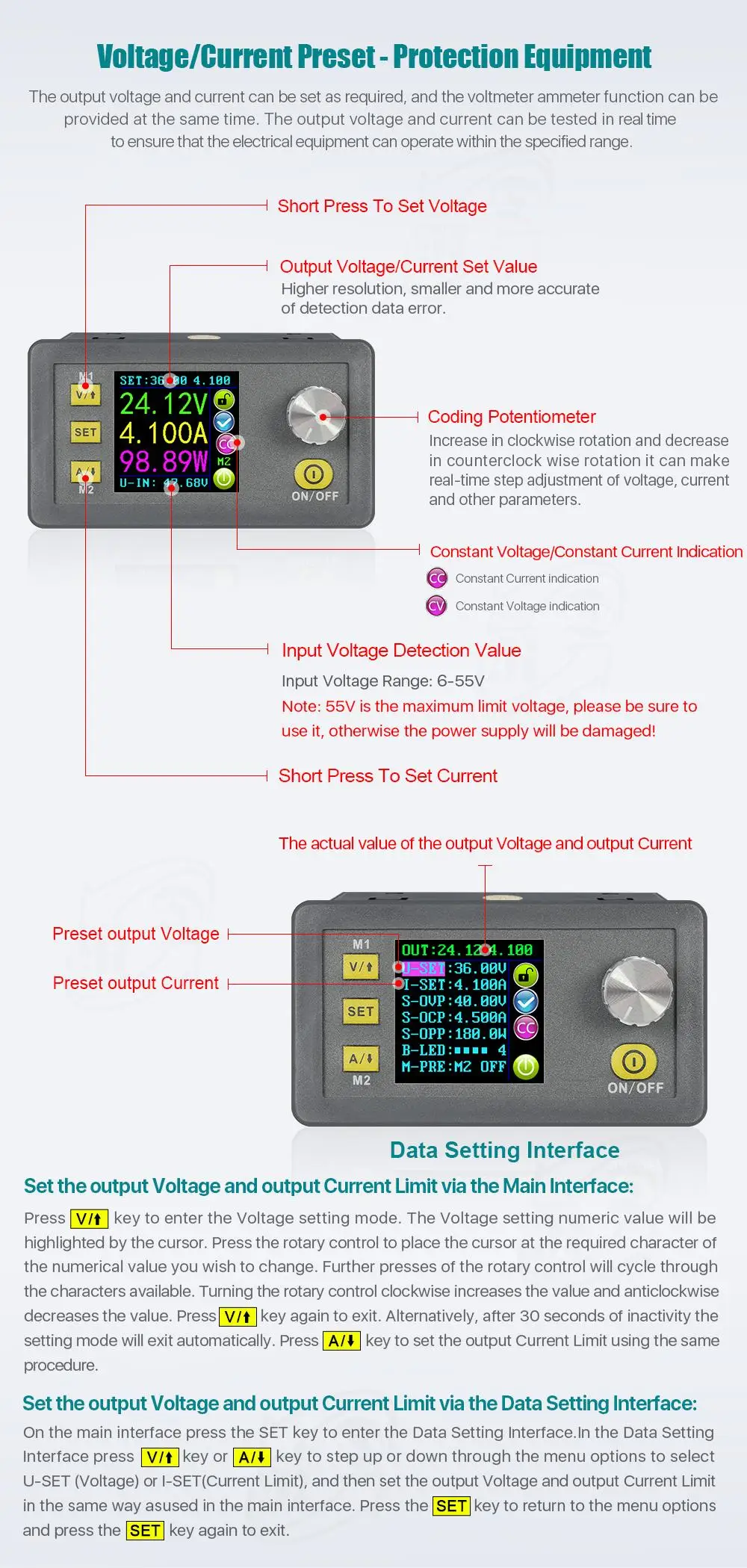 DPS5005 Communication Constant DC - DC Voltage current Step-down Power Supply module buck Voltage converter voltmeter 50V 5A