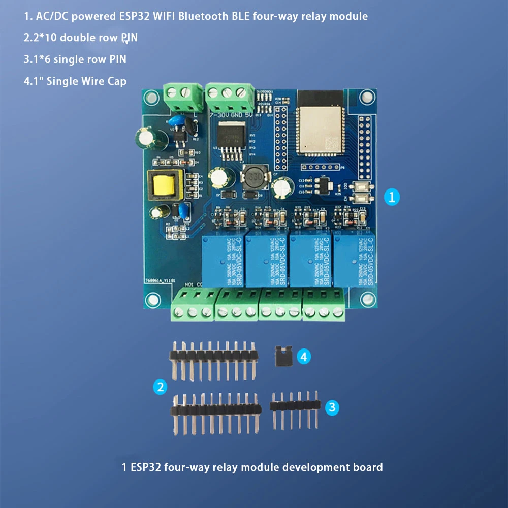 ESP32 Relay Development Board AC / DC Power Supply WiFi Bluetooth BLE 4 Channel Relay  ESP32 Module