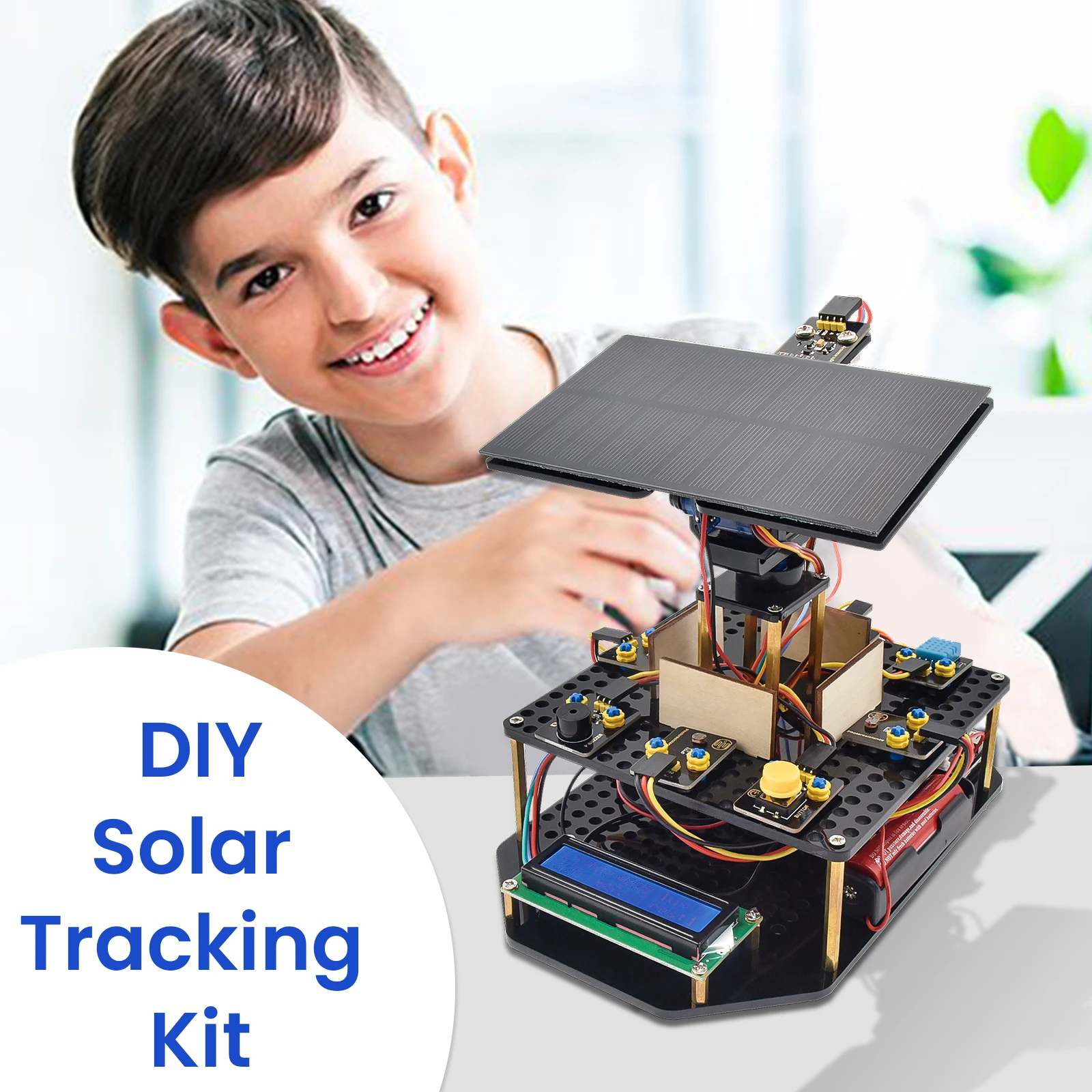 Keyestudio Solar Panel Tracking Kit Tracker System Electronic Kit For Arduino UNO Kit Kids Programming Toys W/1602 LCD Display