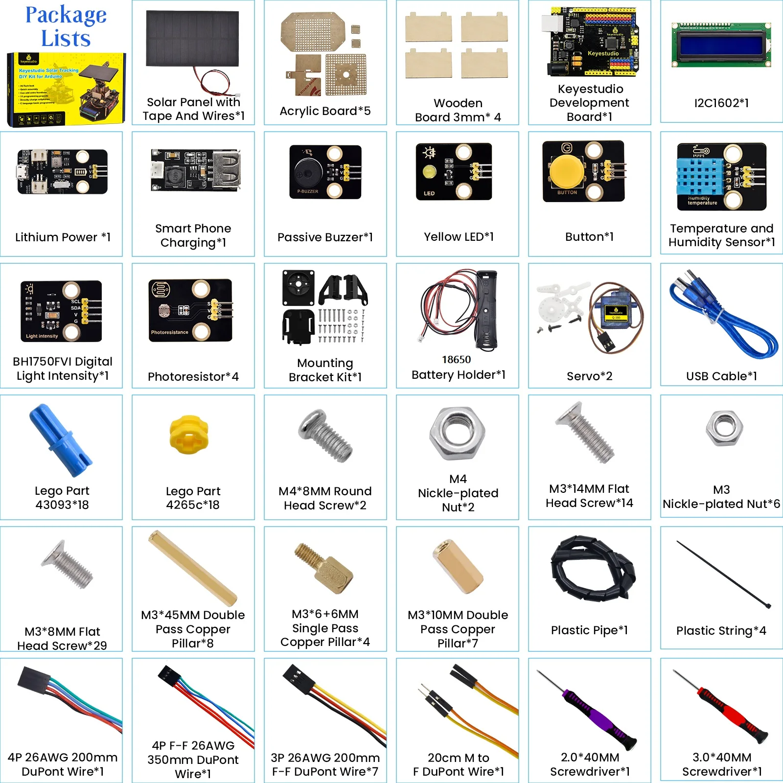 Keyestudio Solar Panel Tracking Kit Tracker System Electronic Kit For Arduino UNO Kit Kids Programming Toys W/1602 LCD Display