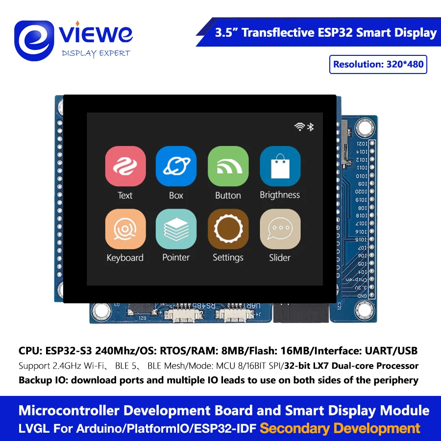 Transflective TFT LCD 3.5 inch 282X470 320X480 ESP32 S3 Board Dual Core LVGL HMI 16M Flash Ardu-ino WIFI&Bles LCD TFT Module