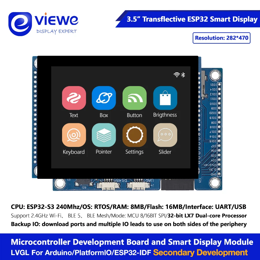 Transflective TFT LCD 3.5 inch 282X470 320X480 ESP32 S3 Board Dual Core LVGL HMI 16M Flash Ardu-ino WIFI&Bles LCD TFT Module
