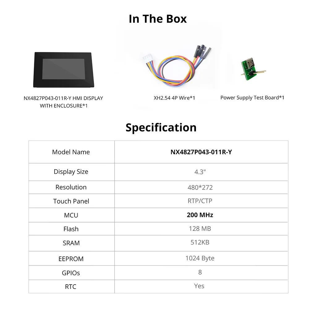 NEXTION NX4827P043-011R-Y 4.3 Inch LCD-TFT HMI Resistive Touch Display Module Panel Intelligent Series Screen With Enclosure