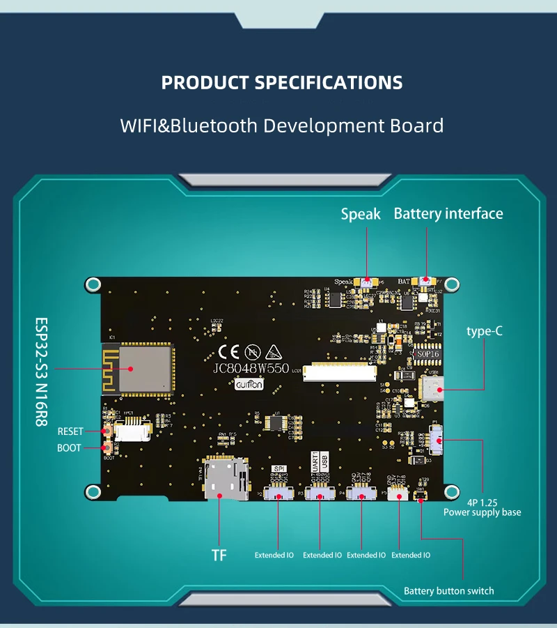 Guition ESP32S3 8M PSRAM 16M FLASH 5-inch IPS 800*480 high-definition LCD display module Capacitive touchwith WIFI and Bluetooth
