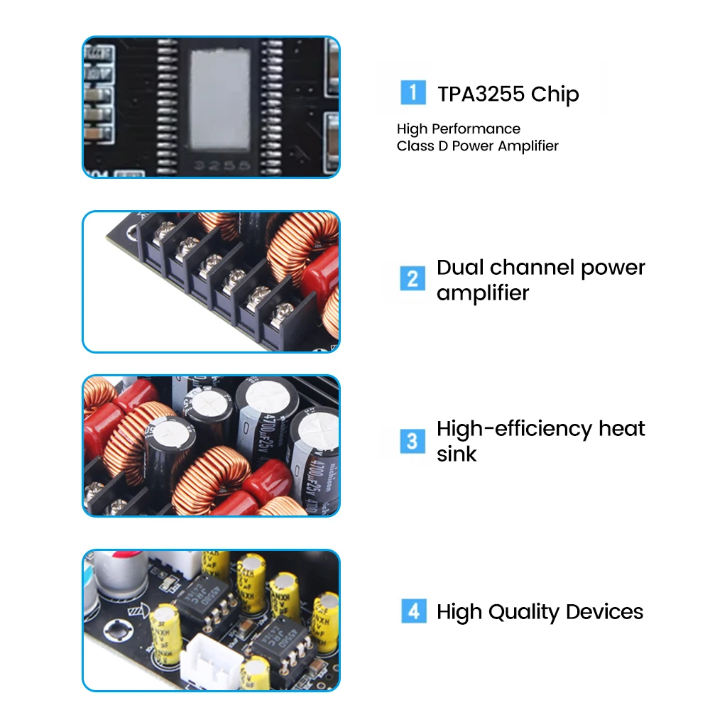 DC19-50V TPA3255 Audiophile HIFI Digital Audio Amplifier Board Power Supply 300W+300W High Power 2.0 Dual Channel Stereo Module