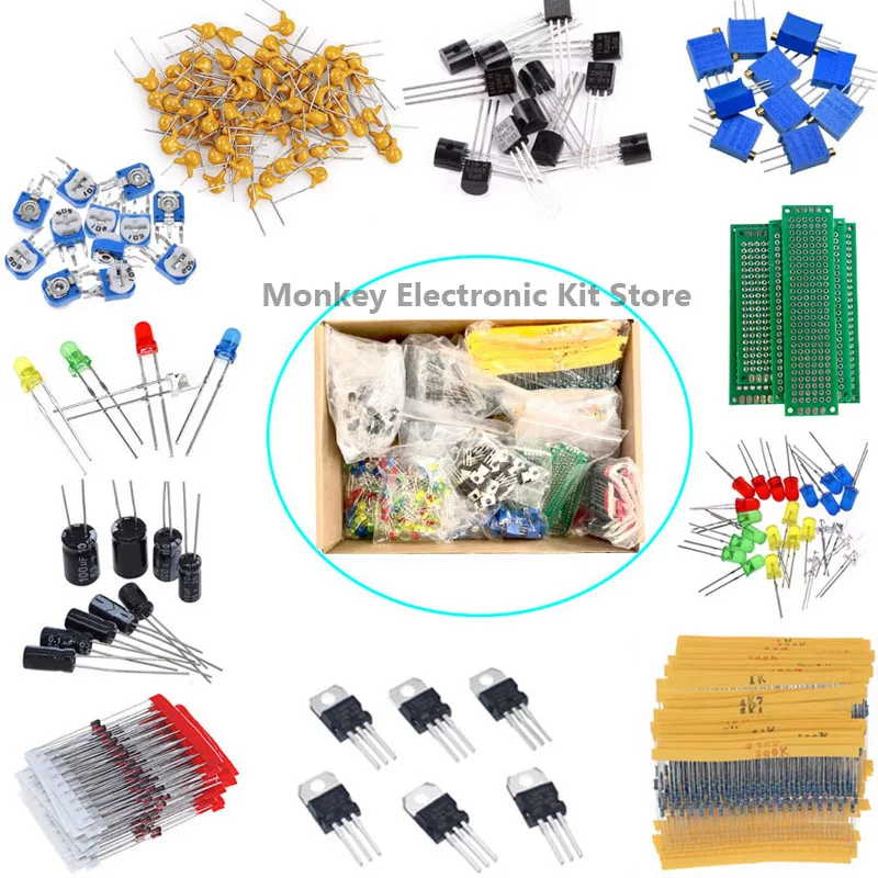 1818pcs electronic components diy kit led pcb capacitor resistor 2n2222 RM063 3296W potentiometers ne555 lm317 Diodes Monolithic