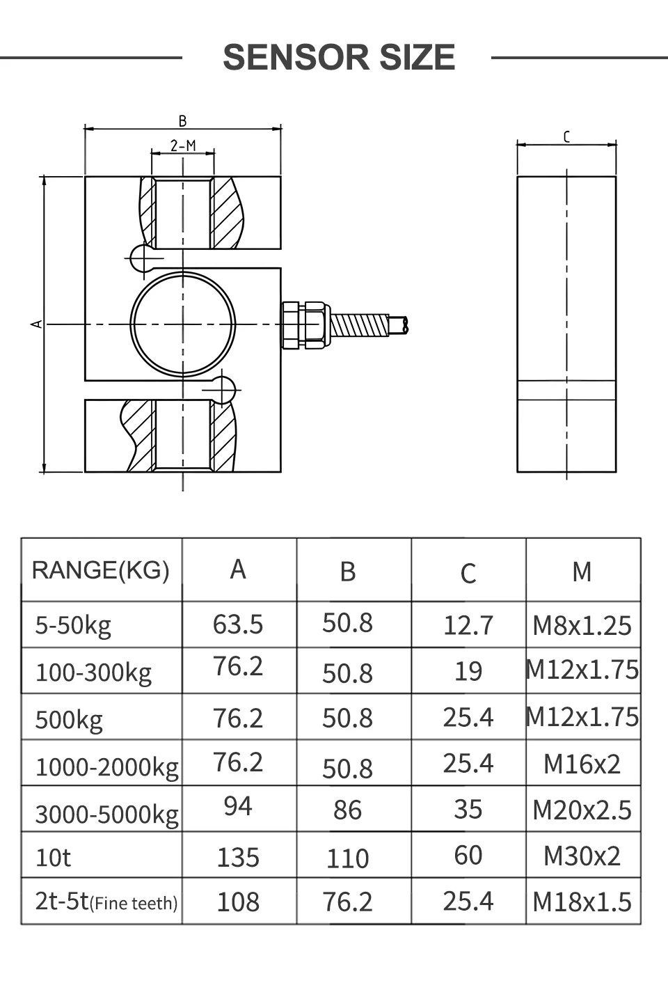 S-Type Load Cell Tensile Pressure Sensor High-Precision Weighing Sensor Measuring Force/Gravity Hopper Scale Weight Control