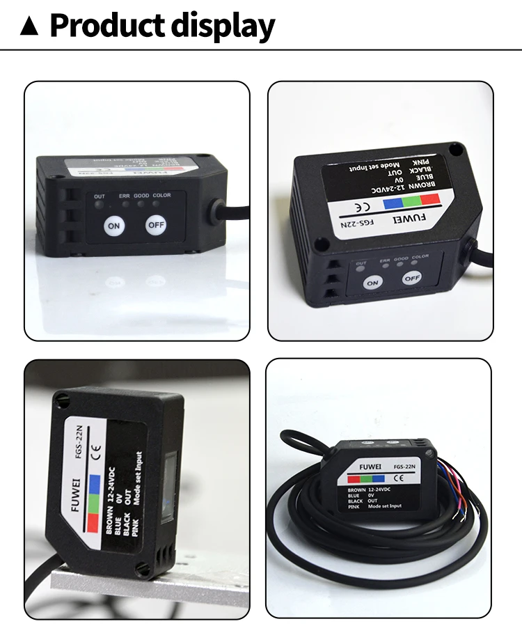 FUWEI FGS-22 Series RGB Color Mark Sensor Photoelectric Switch Color Recognition Sensor Correction Tracking for Labeling Sensor