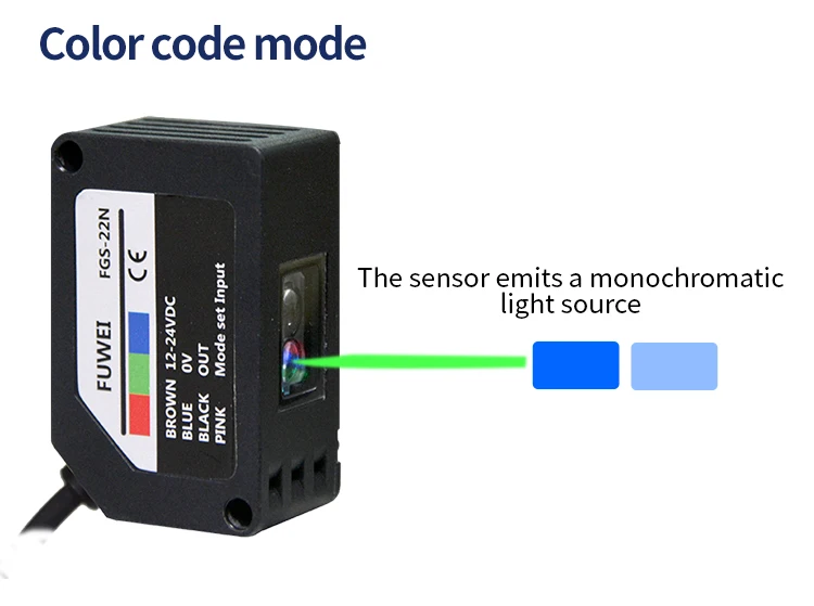 FUWEI FGS-22 Series RGB Color Mark Sensor Photoelectric Switch Color Recognition Sensor Correction Tracking for Labeling Sensor