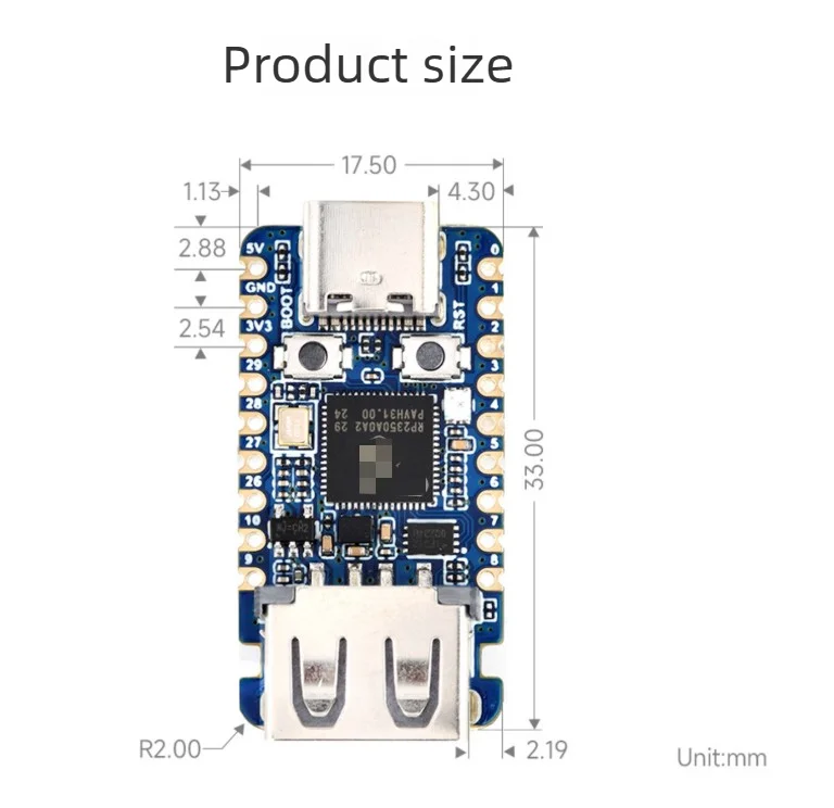 1PCS RP2350A USB Mini Development Board Dual-Core Dual-Architecture Processor 150MHz