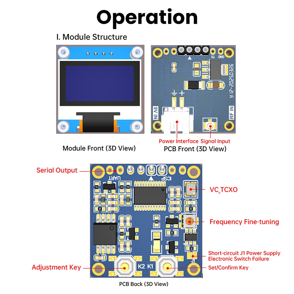 PLJ-096OLED-H1 Frequency Display Module Frequency Counter Featuring 0.96-inch OLED Display RF Digital Signal Frequency Meter