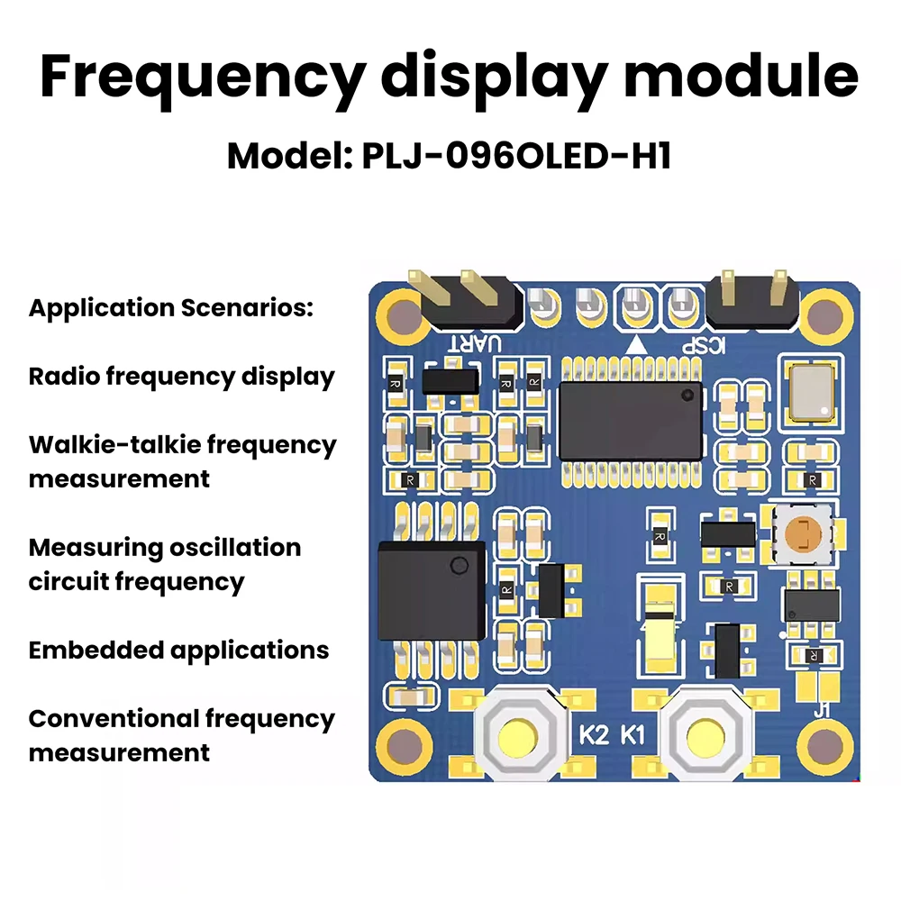 PLJ-096OLED-H1 Frequency Display Module Frequency Counter Featuring 0.96-inch OLED Display RF Digital Signal Frequency Meter