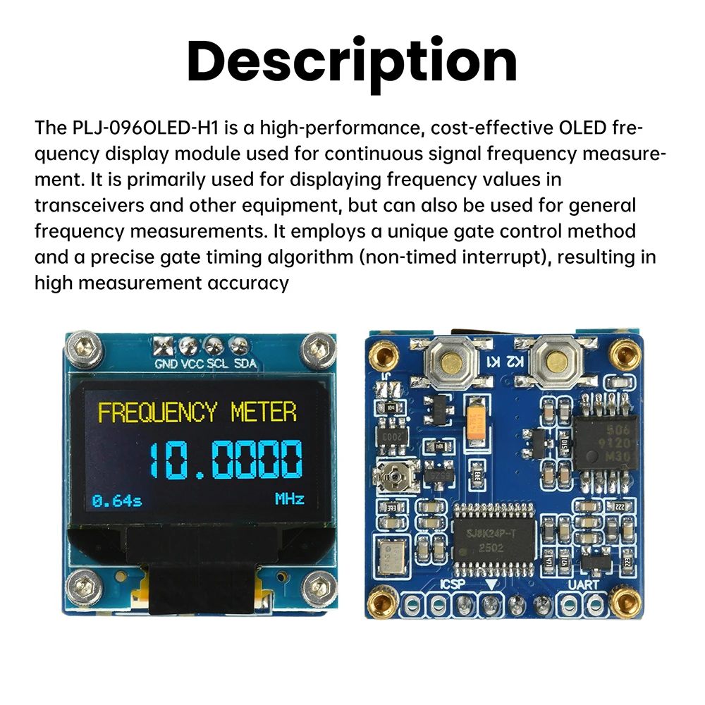 PLJ-096OLED-H1 Frequency Display Module Frequency Counter Featuring 0.96-inch OLED Display RF Digital Signal Frequency Meter