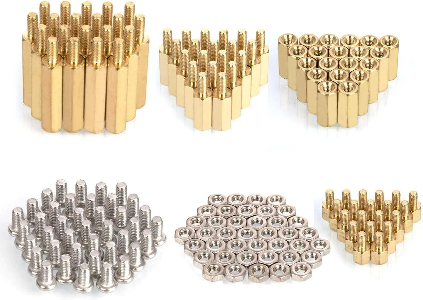 120PCS M3 Hex Standoff Spacer Kit - Brass Male Female Threaded Column + Nuts Screws Assortment for PCB Raspberry Pi Laptop Mothe