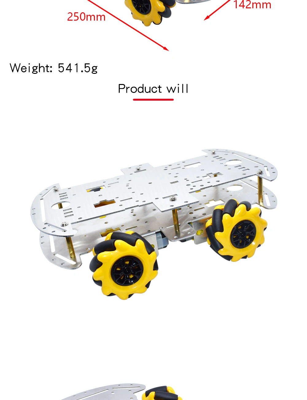 McNamum wheel aluminum car chassis DIY ultrasonic intelligent obstacle avoidance car 4WD four-wheel drive chassis