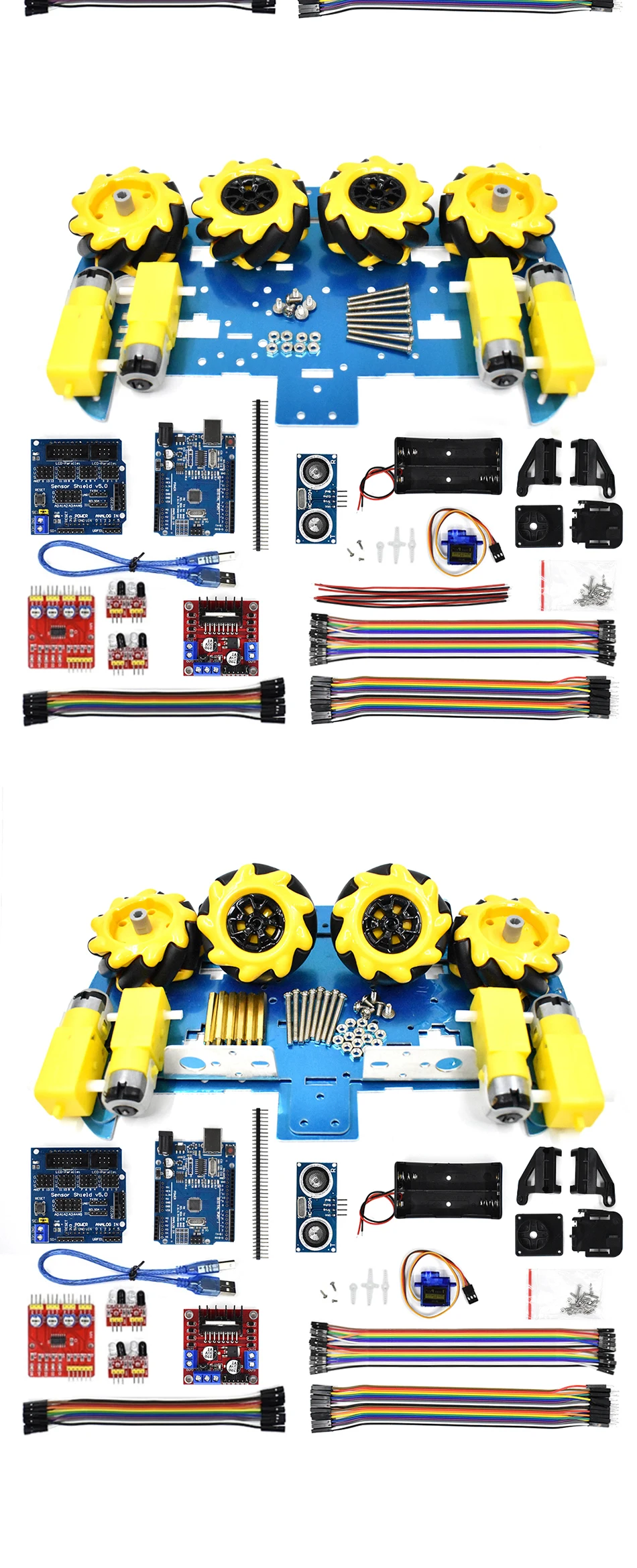 McNamum wheel aluminum car chassis DIY ultrasonic intelligent obstacle avoidance car 4WD four-wheel drive chassis