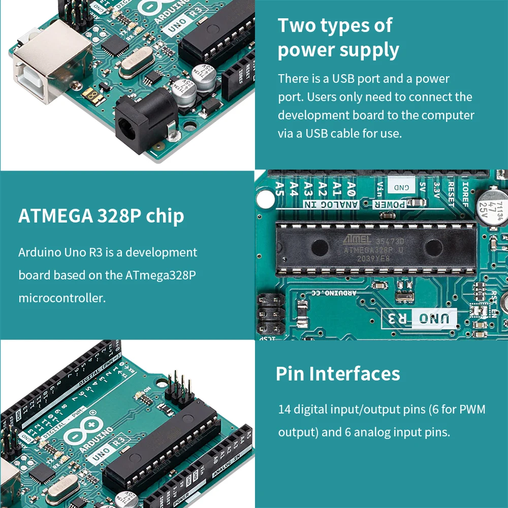 Original Arduino UNO R3/Mega 2560 R3 Arduino Development Board Programming Learning Board with USB Cable