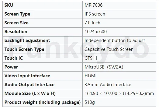 Raspberry Pi 5 7 inch IPS Touchscreen Monitor 1024X600 HDMI-compatible LCD Module Mini PC Portable Monitor for RPI 5 4B 3B+ ZERO