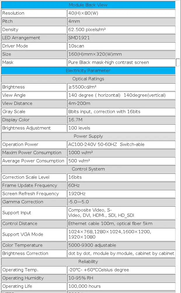 320x160mm P4 Outdoor Waterproof RGB Full Color LED Display LED Module LED Panel Digtal LED SMD Board