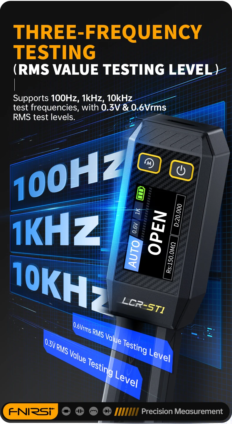 FNIRSI LCR-ST1 Smart Tweezer LCR SMD ESR Tester Resistance Capacitance Inductance Continuity Diode Test Auto Multimeter Tools