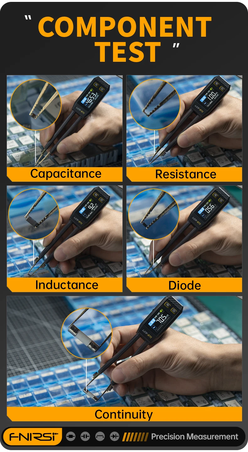 FNIRSI LCR-ST1 Smart Tweezer LCR SMD ESR Tester Resistance Capacitance Inductance Continuity Diode Test Auto Multimeter Tools