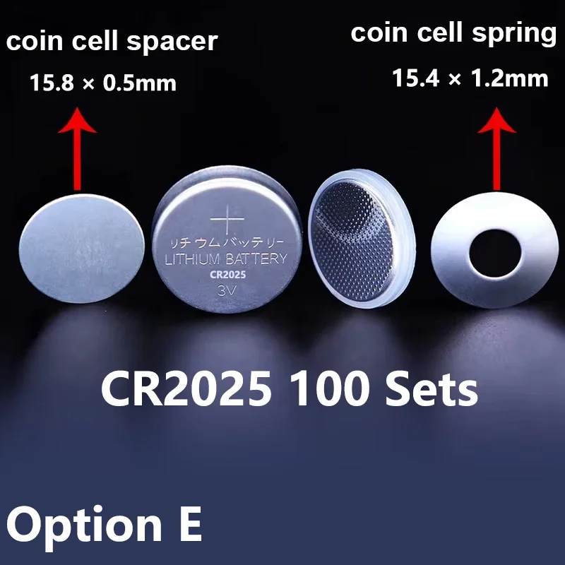 316SS Coin Cell Battery Case CR2032/CR2025/CR2016 - Stainless Steel Shell + Conical Spring, 100sets/pcs (Free Shipping)