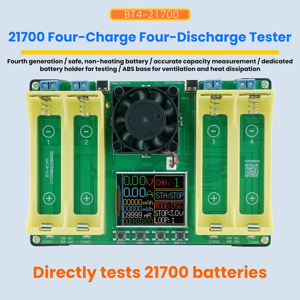 4 Channel 18650+21700 Battery Capacity Resistance Tester Automatic Charge and Discharge Module Electronic Load Tester