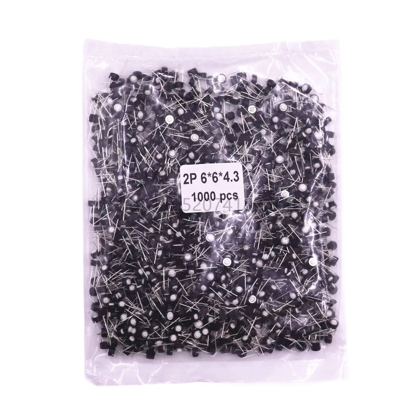 1000PCS 6x6x5mm 2 Pin 6x6x4.3mm Tact Switch Micro Momentary Tactile Tact Push Button Switche Button Round Keys 6*6*5mm 6*6*4.3mm