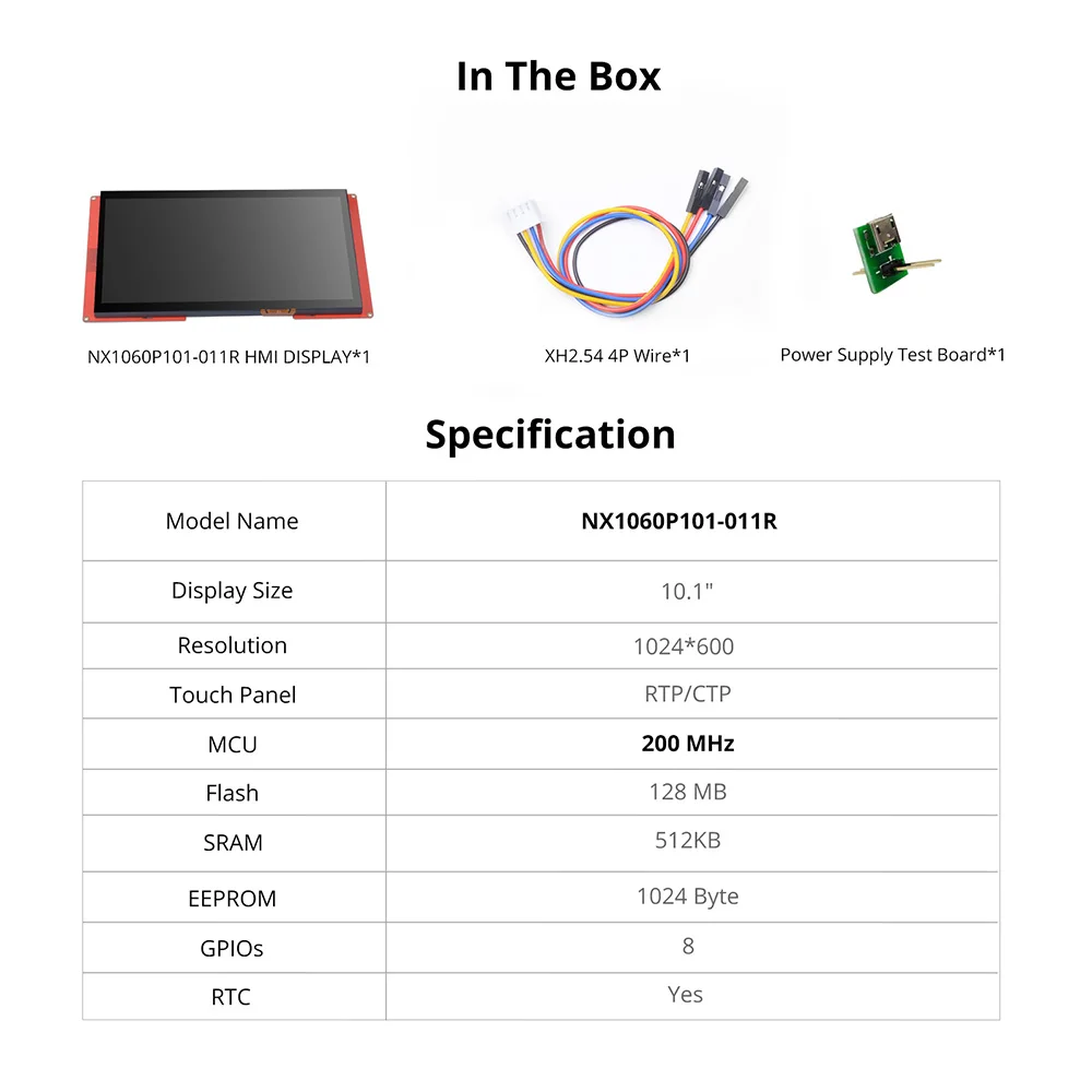 NEXTION 10.1'' Intelligent NX1060P101-011C/R-I Multifunction HMI Resistive/Capacitive LCD Touch Display Module Without Enclosure