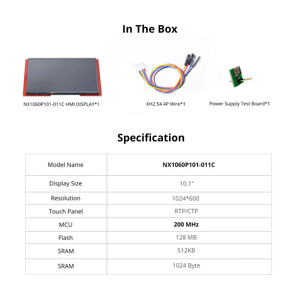 NEXTION 10.1'' Intelligent NX1060P101-011C/R-I Multifunction HMI Resistive/Capacitive LCD Touch Display Module Without Enclosure