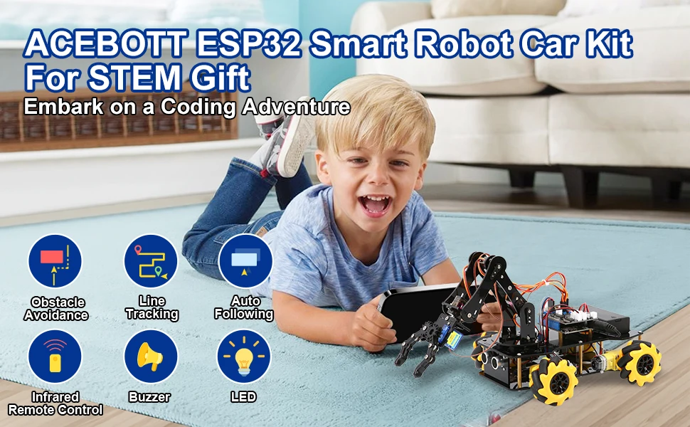 Christmas New Year Gift Smart Robot Arm Car Kit 4WD Remote Control Car for Arduino IDE Programming STEM Education Coding Kit