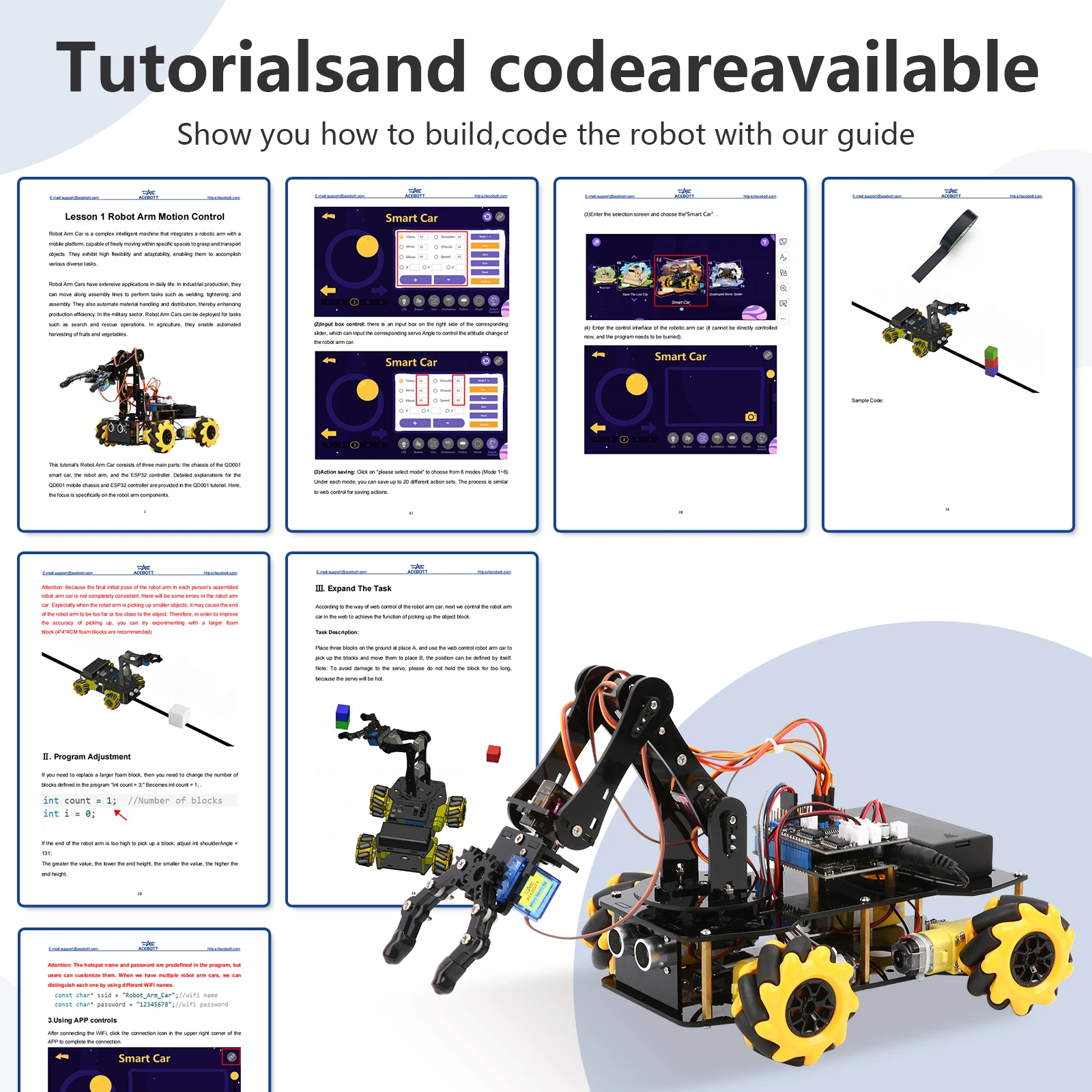 Christmas New Year Gift Smart Robot Arm Car Kit 4WD Remote Control Car for Arduino IDE Programming STEM Education Coding Kit