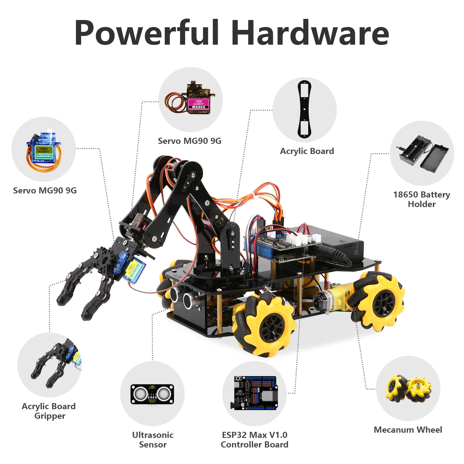Christmas New Year Gift Smart Robot Arm Car Kit 4WD Remote Control Car for Arduino IDE Programming STEM Education Coding Kit