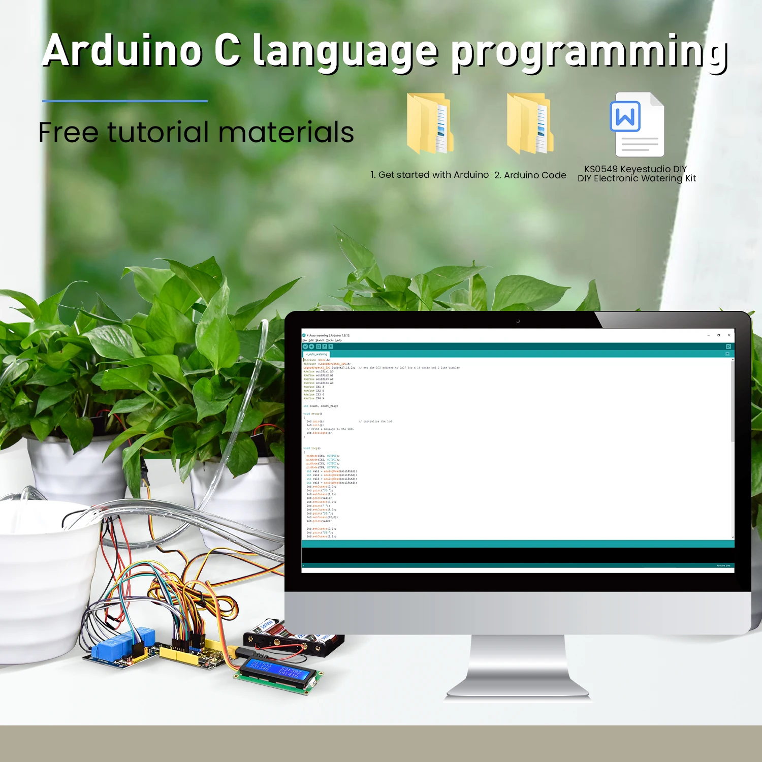 Keyestudio DIY Electronic Watering Kit For Arduino C Language Programming Automatic Water Flowers With Soil Humidity Sensor